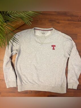 Men's Tommy Hilfiger SMALL Gray Crewneck Sweatshirt Pullover Embroidered Logo